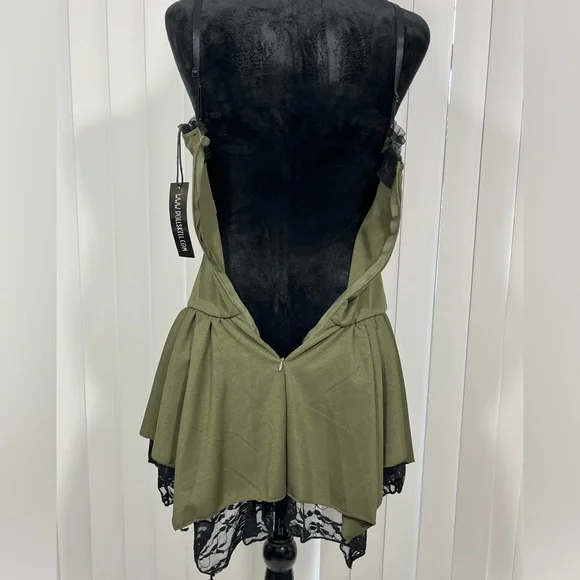 💔SOLD💔CURRENT MOOD Lost Tales Corset Mini Dress Handkerchief Hem Lace Trim - Picture 9 of 14